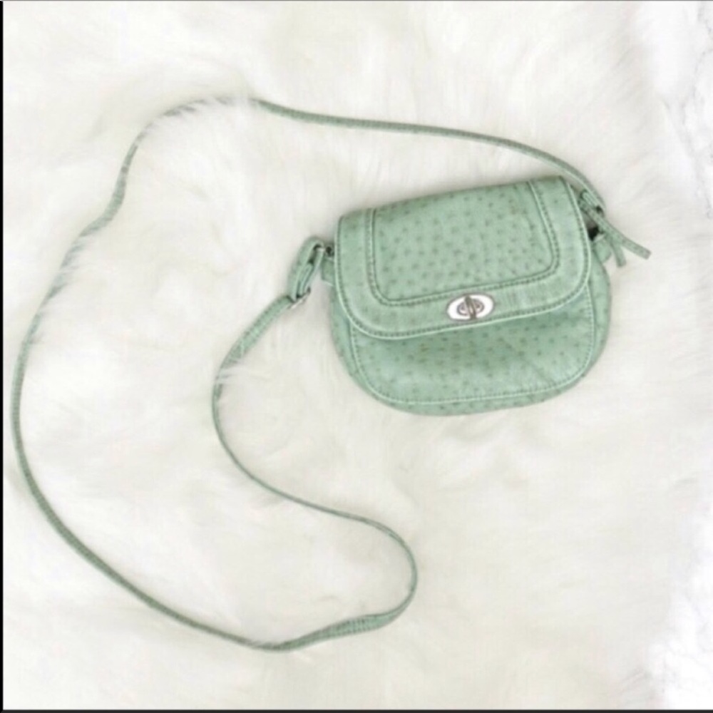 Small Faux Leather Mint Green Crossbody Purse